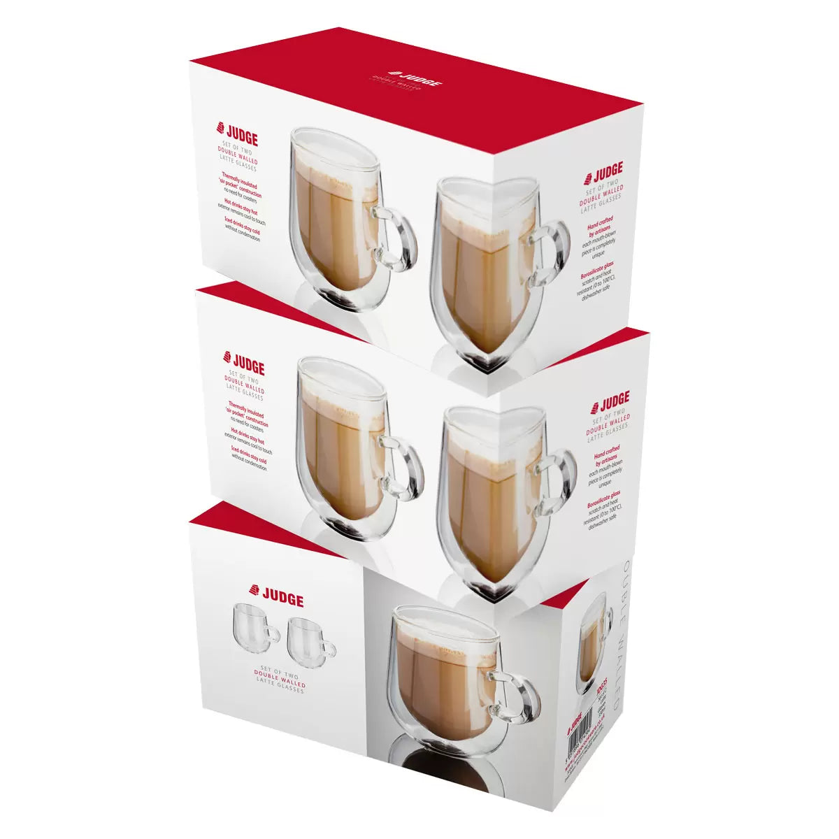 Judge Double Walled Latte Glass Set, 275ml, 6 Pack