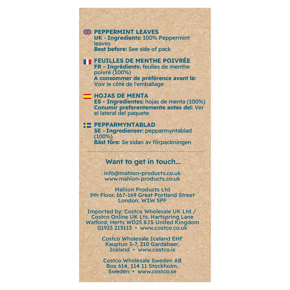 Cafe Tea 100% Peppermint Leaves Teabags, 240 Pack