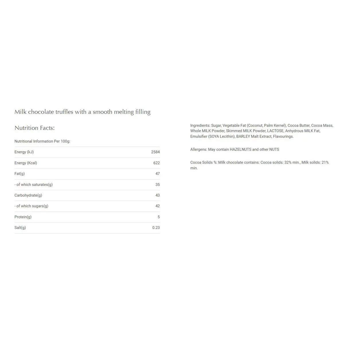 Lindt Lindor Milk Chocolate Truffles, 600g