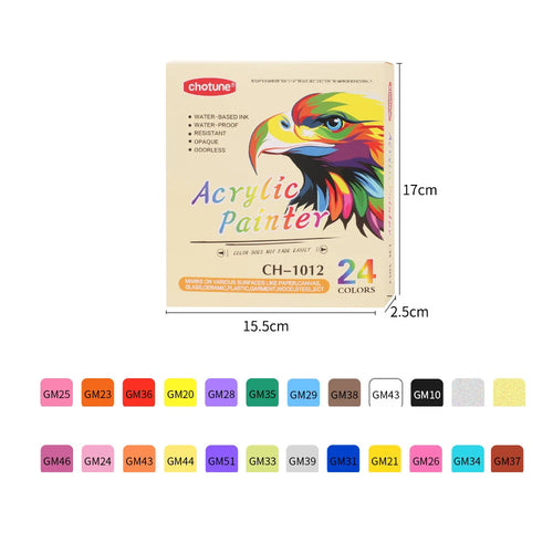 Acrylic Marker 12 24 36 Colors Double Headed Waterproof Art Painting