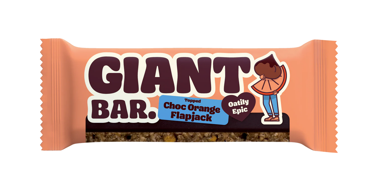 Giant Bar Choc Orange Flapjack packaging on a white background
