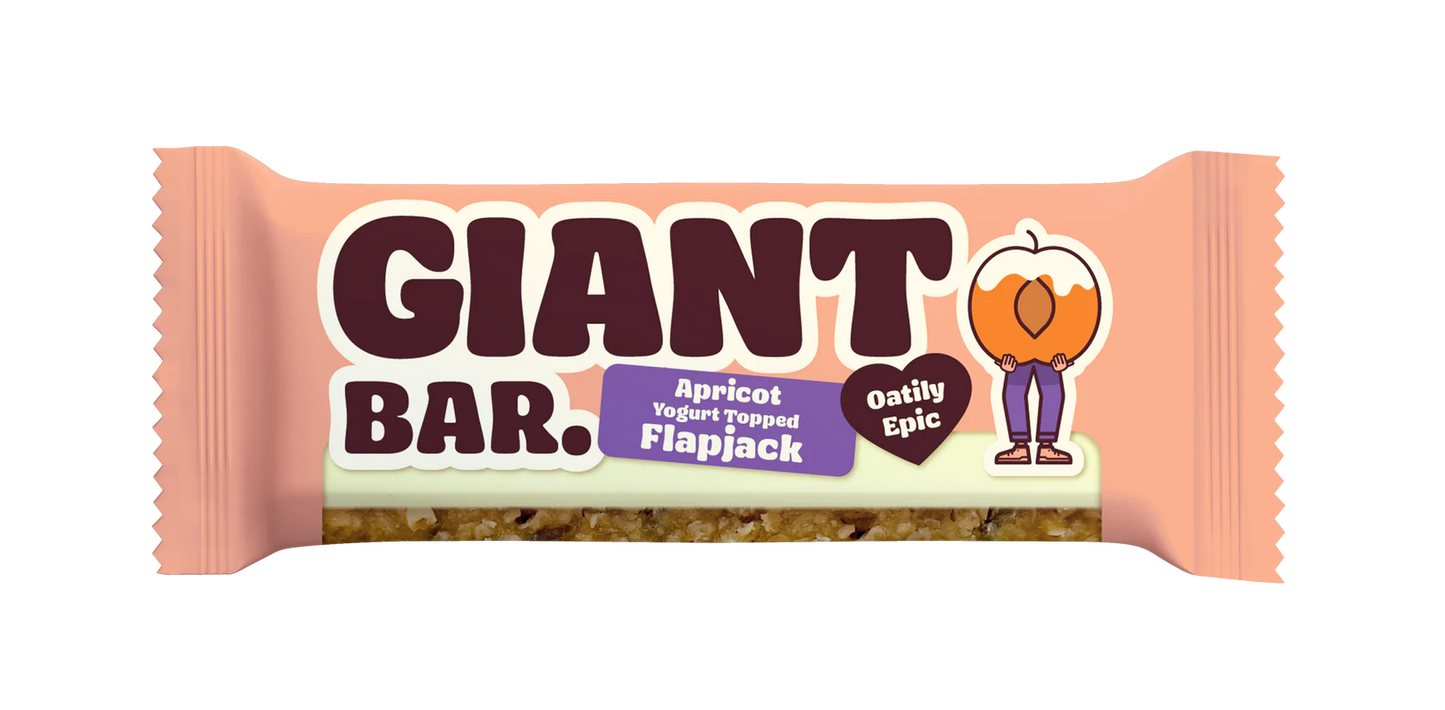 Giant Bar apricot yogurt topped flapjack packaging on a white background