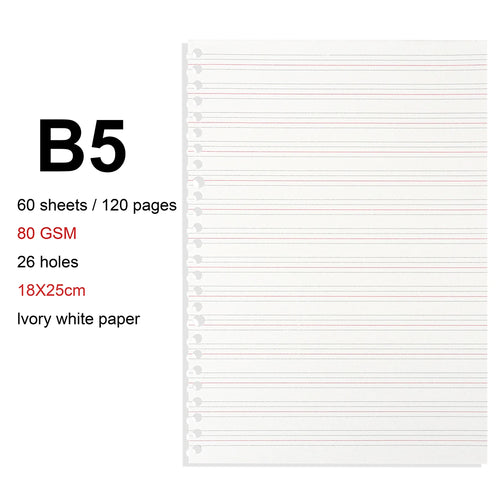 A4/B5/A5 Loose Leaf Refill Binder Notebook Blank/Line/Grid/Cornell