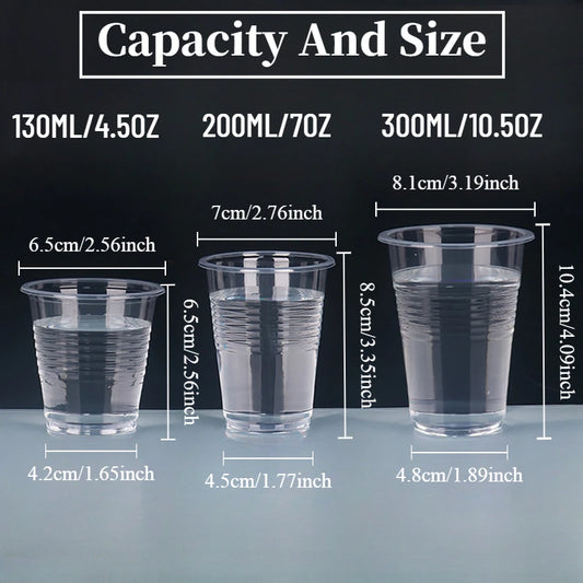 Disposable Clear Plastic Cups – 50/100 PCS for Outdoor & Picnic Use