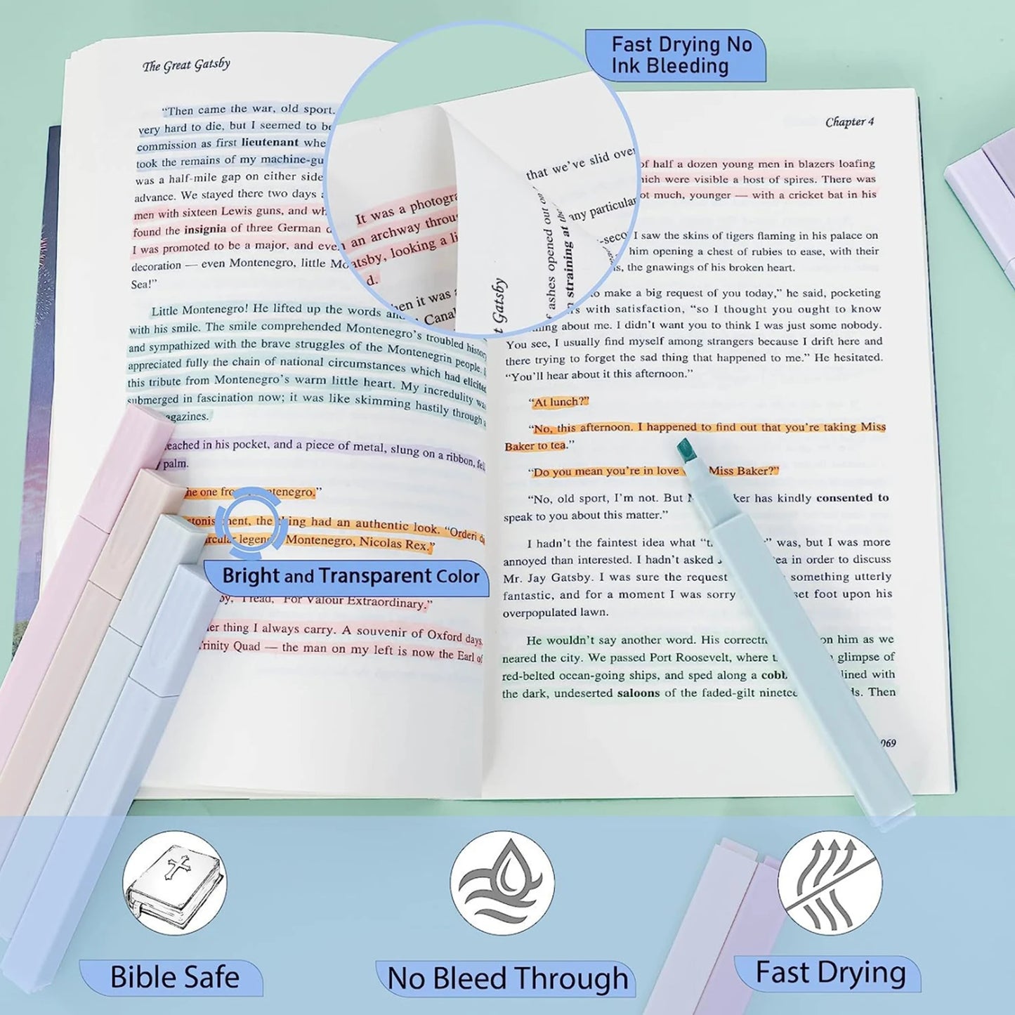 Highlighters Cute Pastel Pens 12 Colors Bible Pens No Bleed With Soft