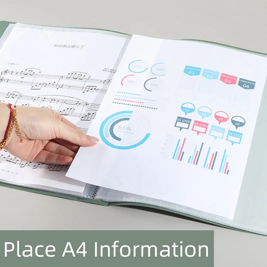 KOBEST Multi-Layer A4 Transparent Folder – Thickened Side-Loading Document Organizer (20/30/40/60 Pages)