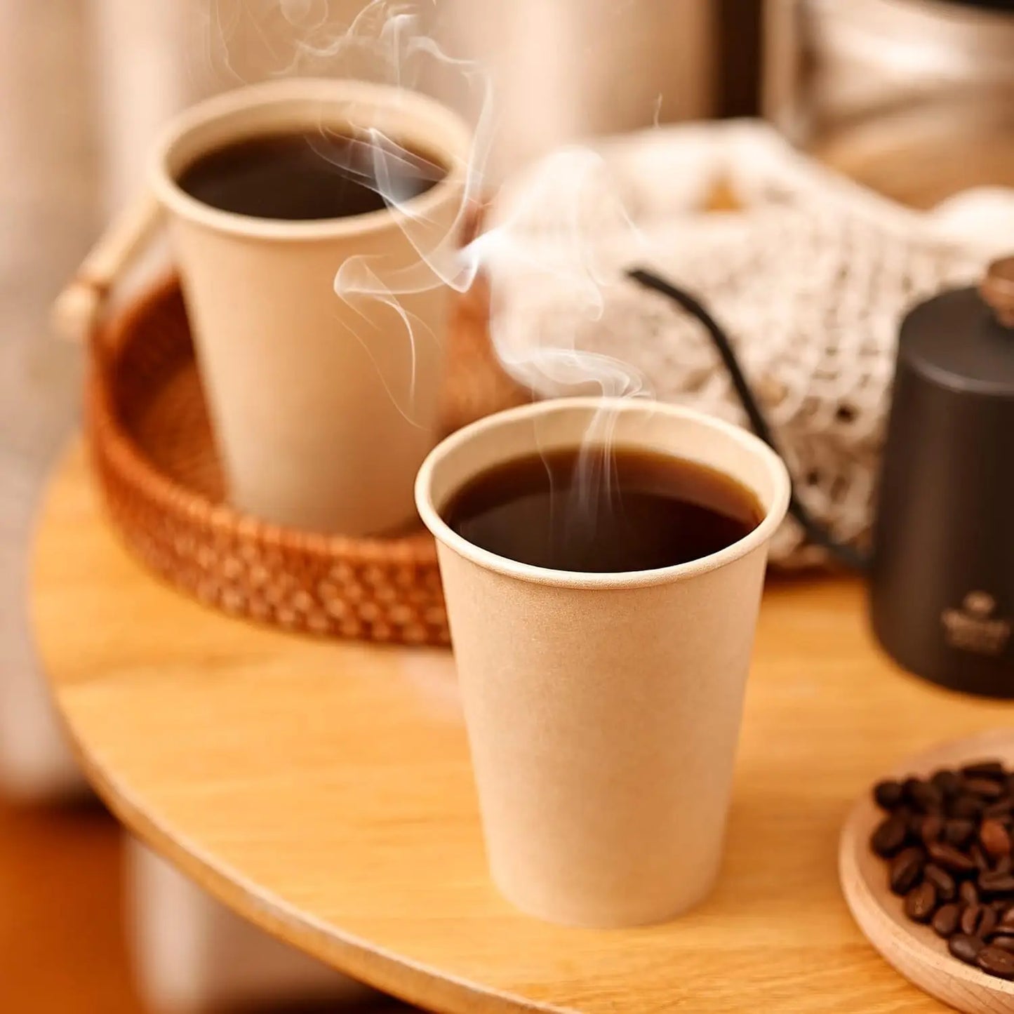 8oz Bamboo Fiber Paper Cups Brown Kraft Disposable Coffee Cups