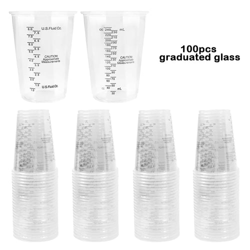 FAIS DU 8oz Disposable Measuring Cups with Stirring Sticks Plastic
