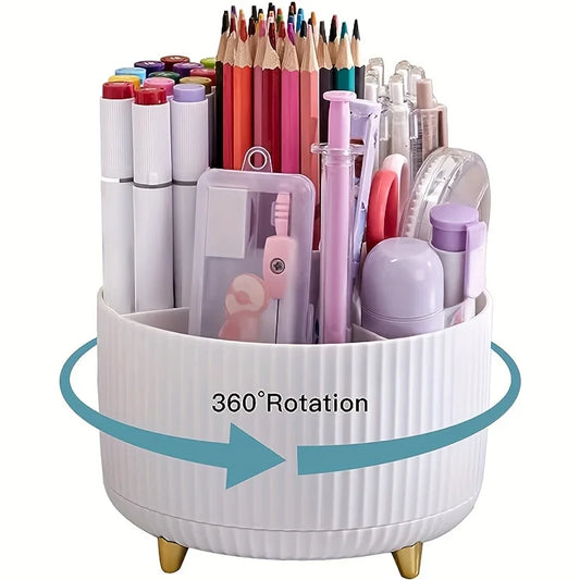 A desktop pen holder, pencil holder, 5 slots, 360° rotating desktop