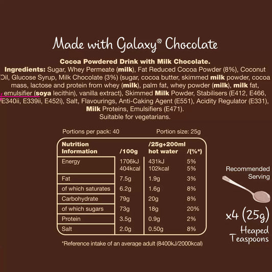 Galaxy Instant Hot Chocolate, 1kg