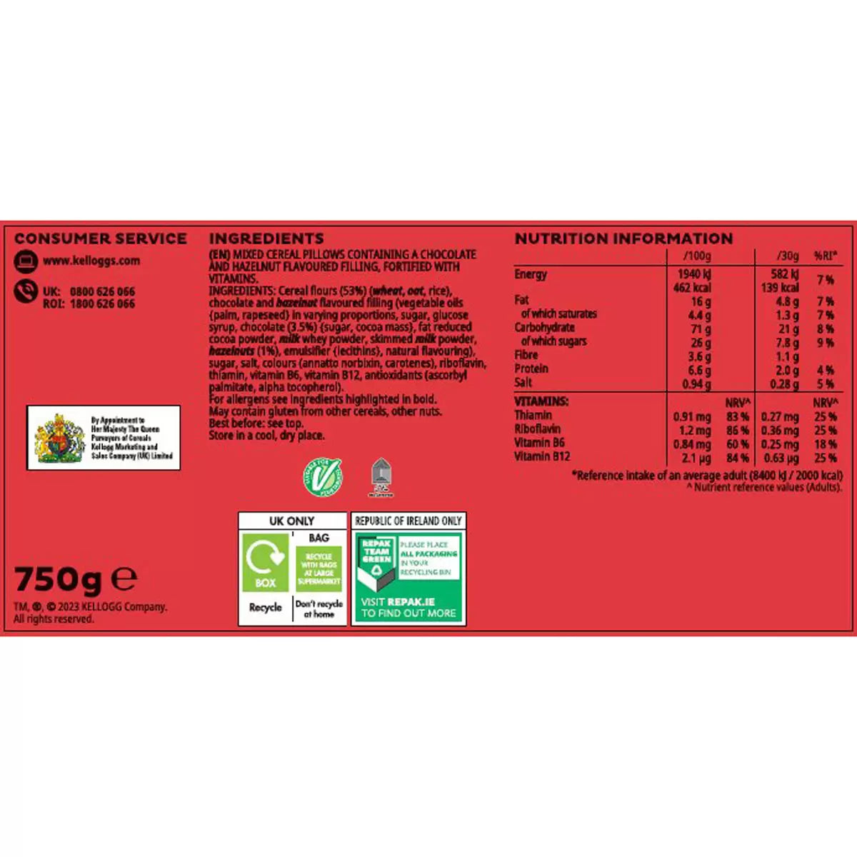 Kellogg's Krave Chocolate Hazelnut, 2x750g