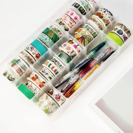 15 Compartments Clear Crafts Organizer Storage Box For Washi Tape Art