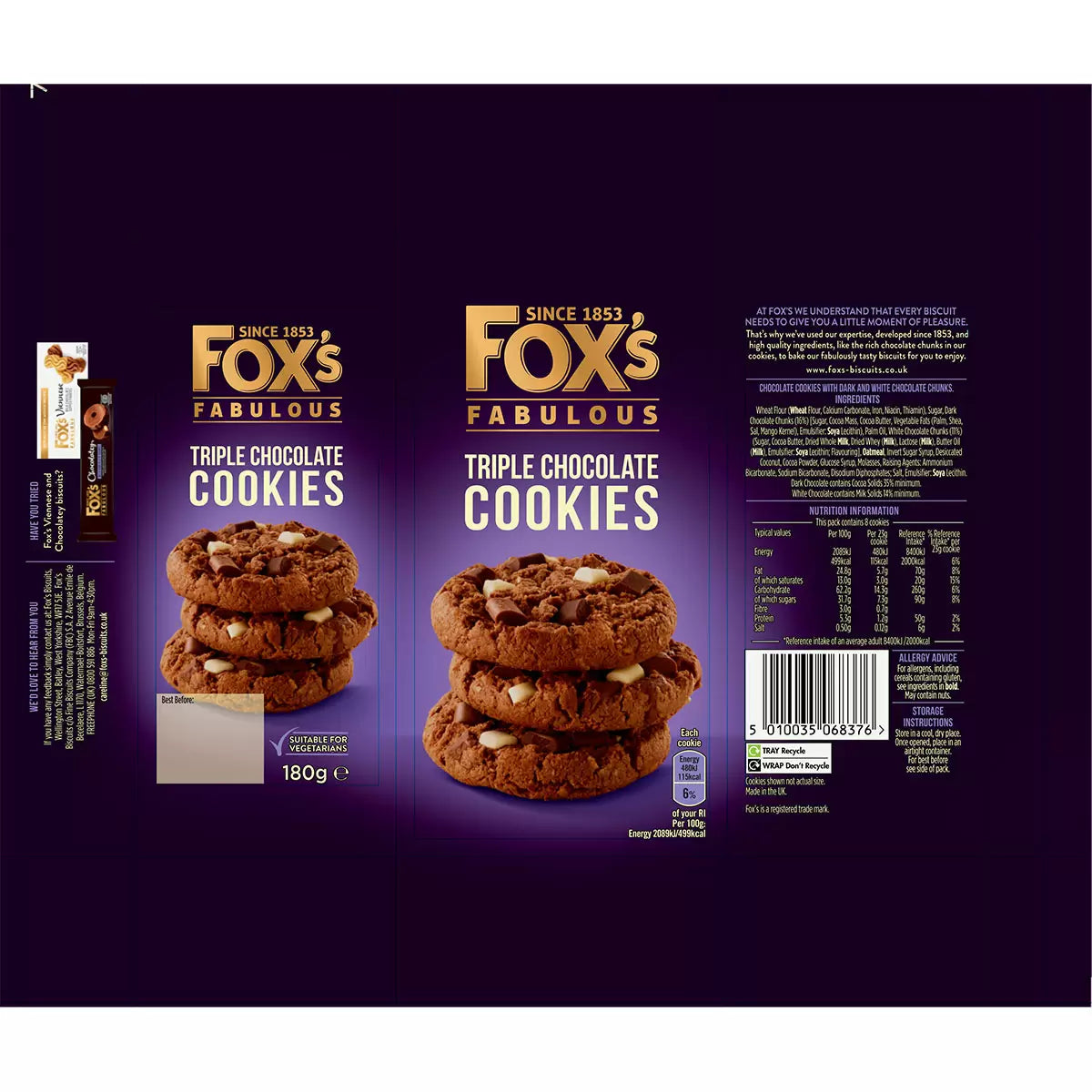 Fox's Fabulous Cookies Assortment, 8 x 180g