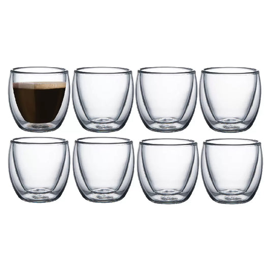 Tramontina Double Walled Espresso Glass Set, 110ml, 8 Piece
