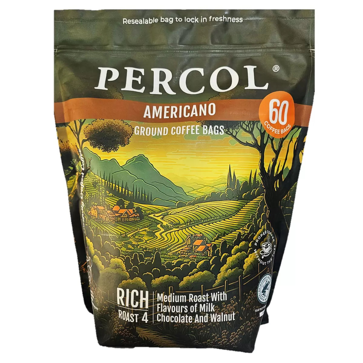 Percol Americano Medium Roast Coffee Bags 60x8g