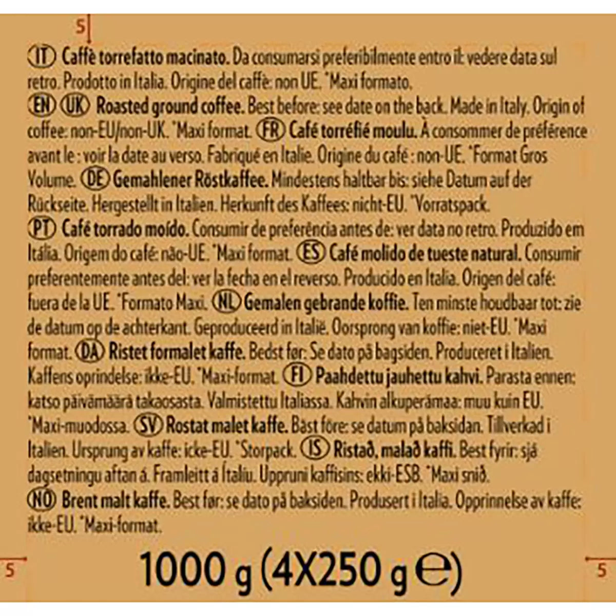 Lavazza Qualita Oro Arabica Ground Coffee, 4 x 250g