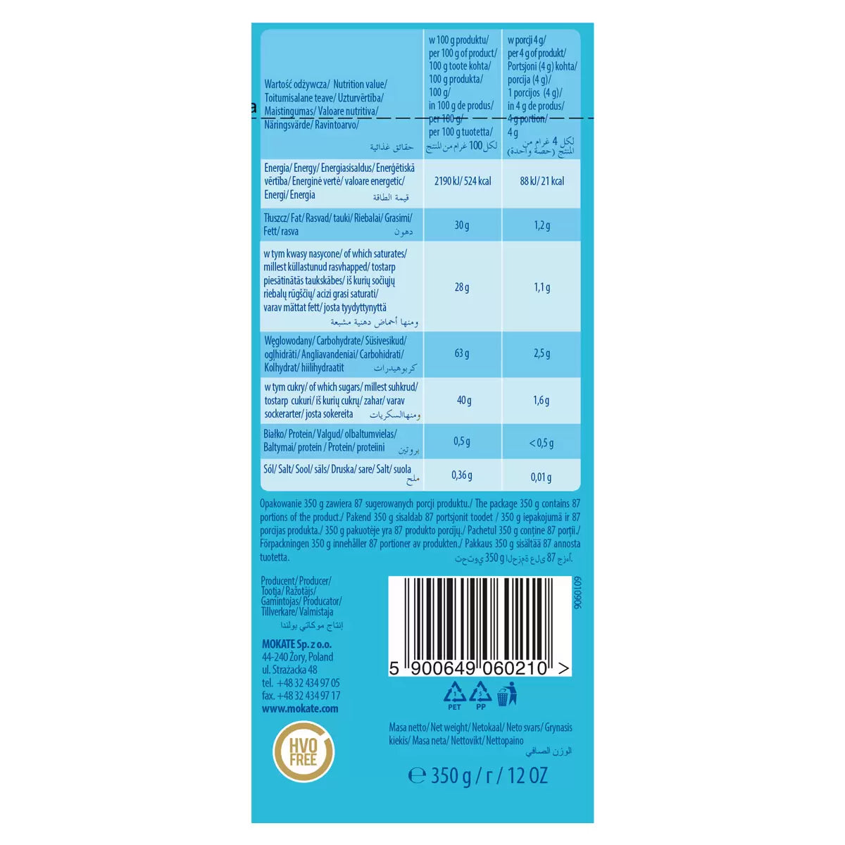 Mokate Coffee Whitener, 4 x 350g