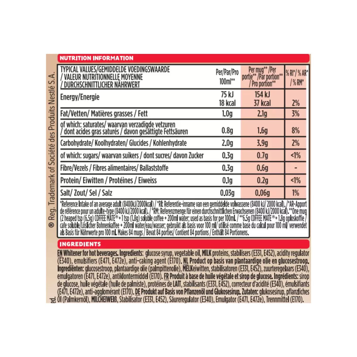 Nestle Coffee Mate Original, 2 x 550g