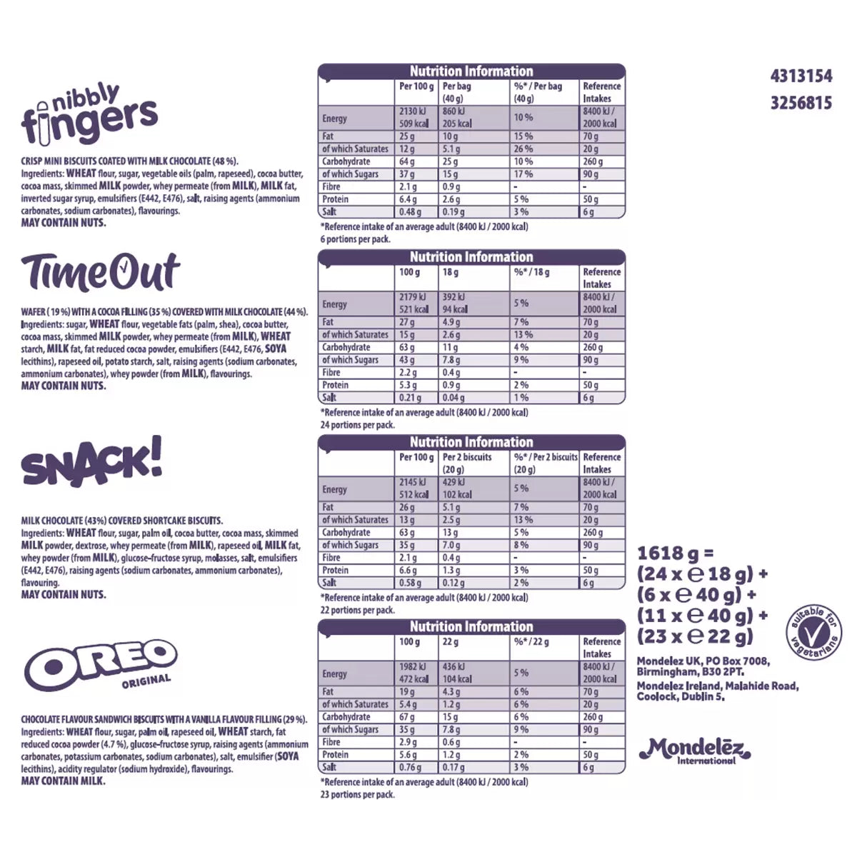 Cadbury & Oreo Big Box Of Treats, 64 Snacks