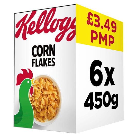 Kellogg's Corn Flakes Breakfast Cereal 6x450g