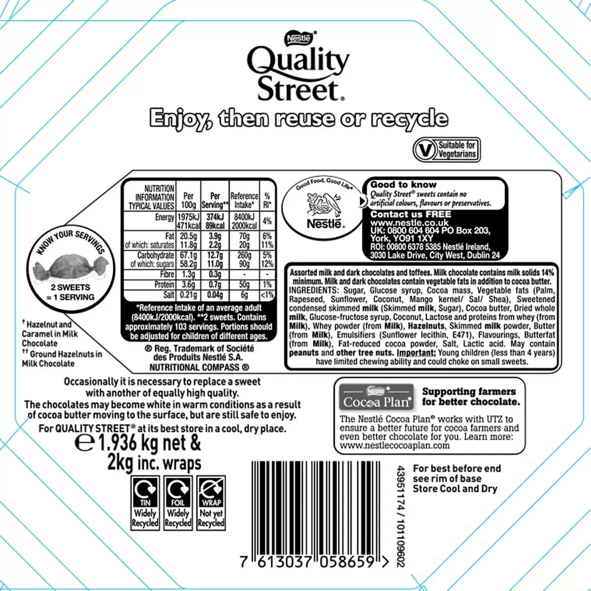 Nestle Quality Street Tin, 1.93kg