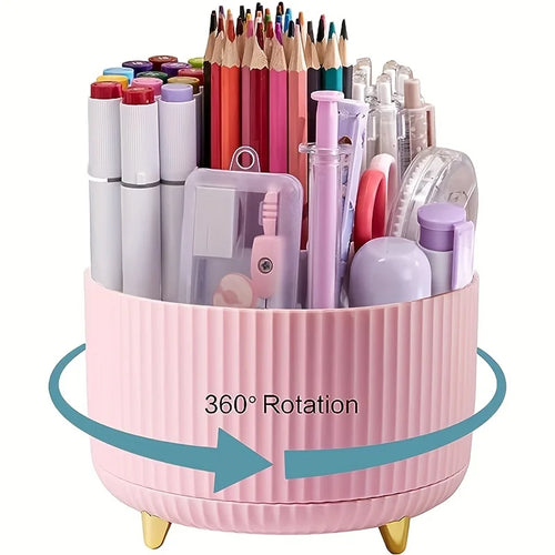 A desktop pen holder, pencil holder, 5 slots, 360° rotating desktop