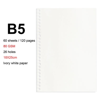 A4/B5/A5 Loose Leaf Refill Binder Notebook Blank/Line/Grid/Cornell