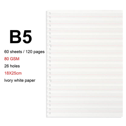 A4/B5/A5 Loose Leaf Refill Binder Notebook Blank/Line/Grid/Cornell