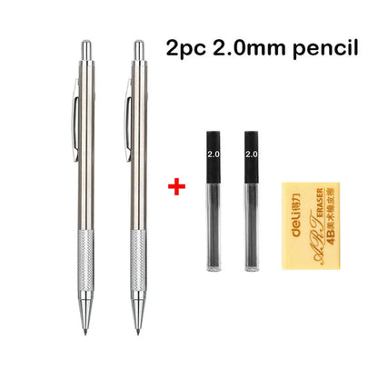Full Metal Mechanical Pencil Set – 0.3 to 2.0mm Precision Drawing Tools for Art & Drafting