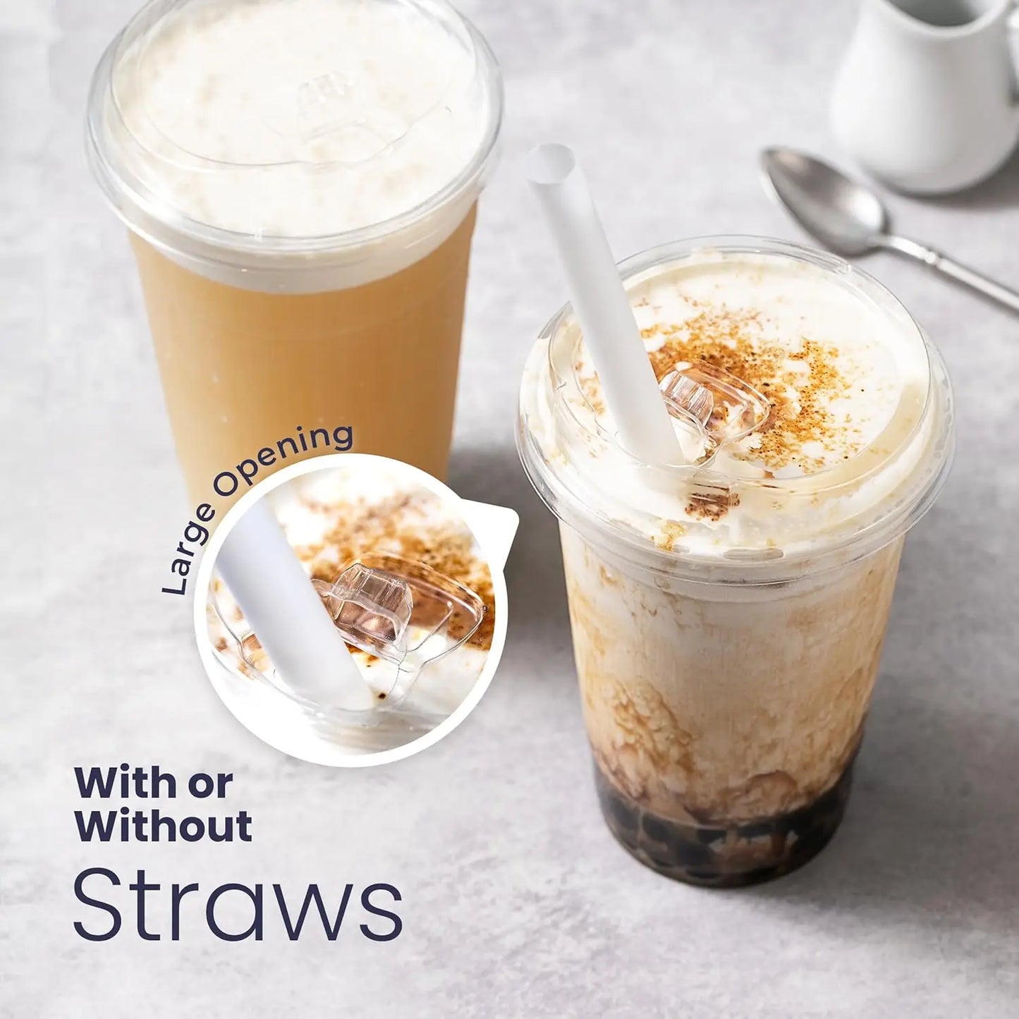 10 Sets Clear Plastic Cups with Sip Lids – 12/16/20 oz Disposable Drink Cups