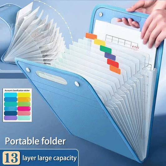 13 Pocket File Folders Portable A4 Letter Size Macaron Color Accordian