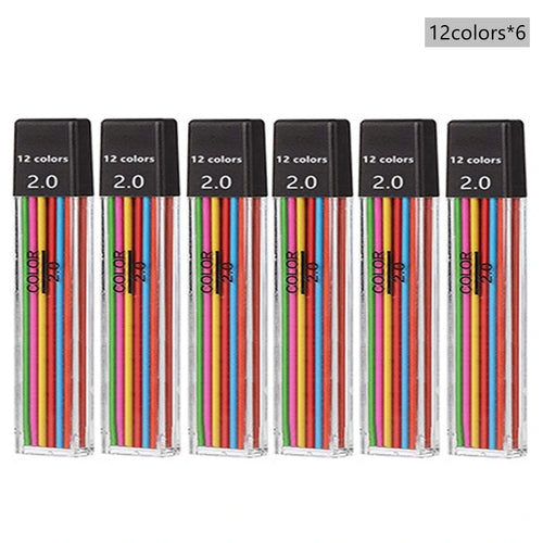 Mechanical Pencil Set 2.0 mm with 2B Black/Colors Lead Refill For