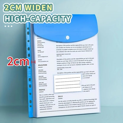 6pcs Plastic Envelope With Adhesive Snaps & 11 Holes File Folder