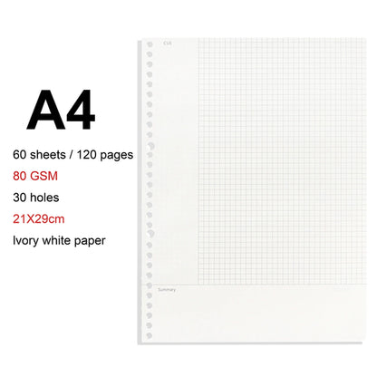 A4/B5/A5 Loose Leaf Refill Binder Notebook Blank/Line/Grid/Cornell