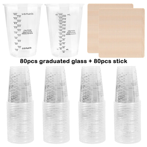 FAIS DU 8oz Disposable Measuring Cups with Stirring Sticks Plastic