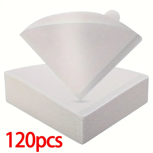 V-Shaped Coffee Filter Paper – 40/120 PCS for 1–4 Cup Coffee Makers