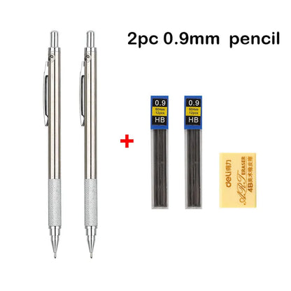 Full Metal Mechanical Pencil Set – 0.3 to 2.0mm Precision Drawing Tools for Art & Drafting