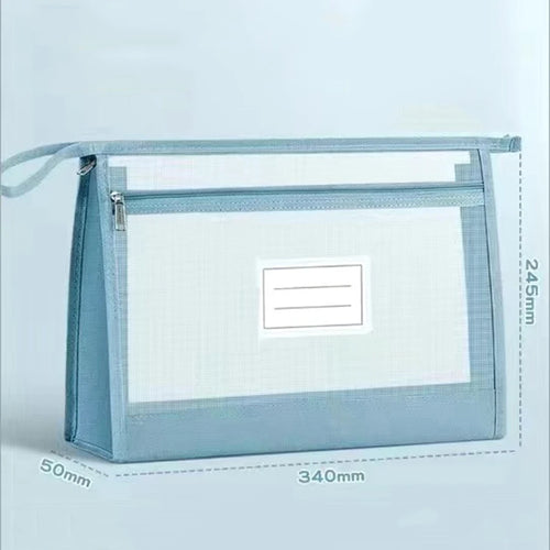 Large A4 Clear Mesh Organiser with Double Zip - Spacious Portable