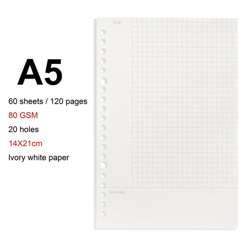 A4/B5/A5 Loose Leaf Refill Binder Notebook Blank/Line/Grid/Cornell