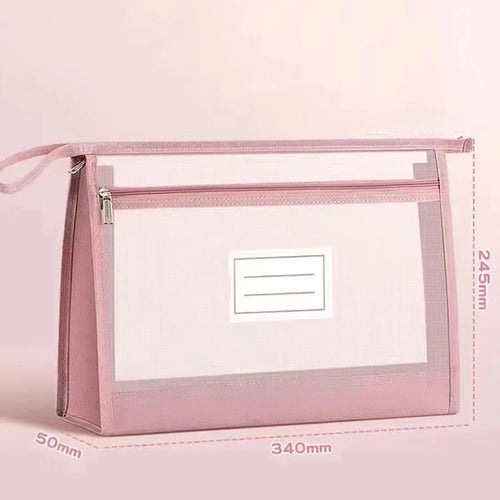 Large A4 Clear Mesh Organiser with Double Zip - Spacious Portable