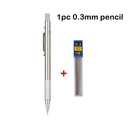 Full Metal Mechanical Pencil Set – 0.3 to 2.0mm Precision Drawing Tools for Art & Drafting