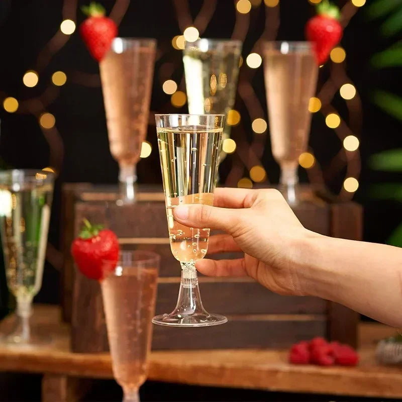 10/20/30pcs Disposable Cups Clear Plastic Champagne Flutes Bar Cups