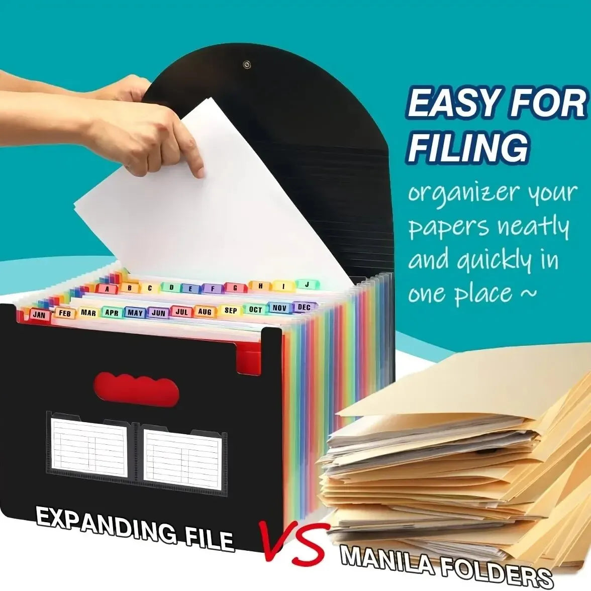 Expanding File Folder 12 Pockets A4 Size Filing Folder Organizer Large