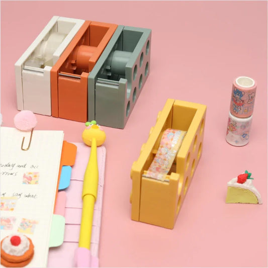Creative Paper Tape Cutter Office Building Block Shaped Stationery