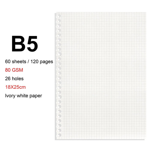 A4/B5/A5 Loose Leaf Refill Binder Notebook Blank/Line/Grid/Cornell