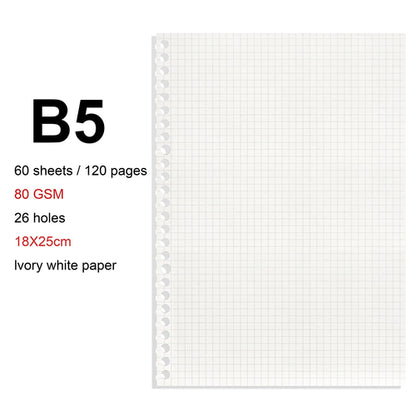 A4/B5/A5 Loose Leaf Refill Binder Notebook Blank/Line/Grid/Cornell