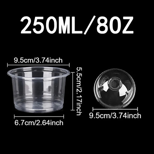 50PCS Disposable Transparent Plastic Cups Dome Flat Lids Milk Tea Cups
