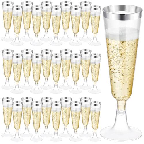 10/20/30pcs Disposable Cups Clear Plastic Champagne Flutes Bar Cups