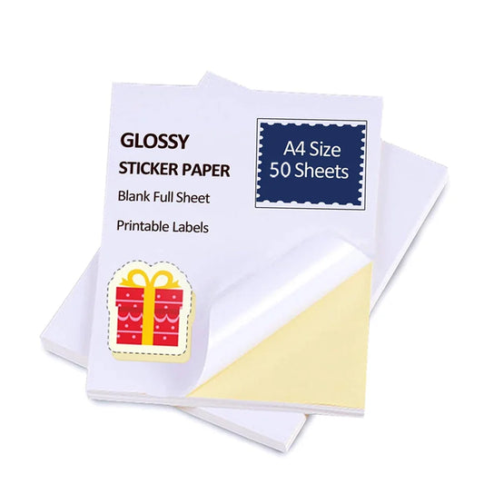 50sheets glossy stickers & A4 self-adhesive paper, printed stickers -