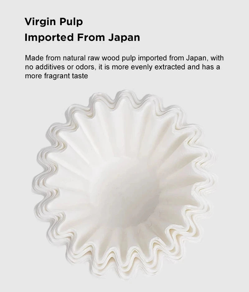 TIMEMORE 1-2Cups Basket Coffee Paper Filter Pour Over Filter Papers 50